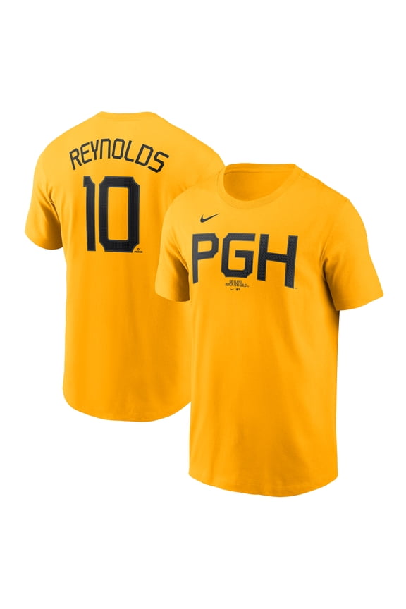 Men's Nike Bryan Reynolds-Gold Pittsburgh Pirates Fuse City Connect Name & Number T-Shirt
