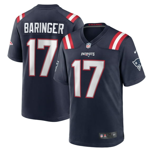Men's Nike Bryce Baringer Navy New England Patriots Team Game Jersey