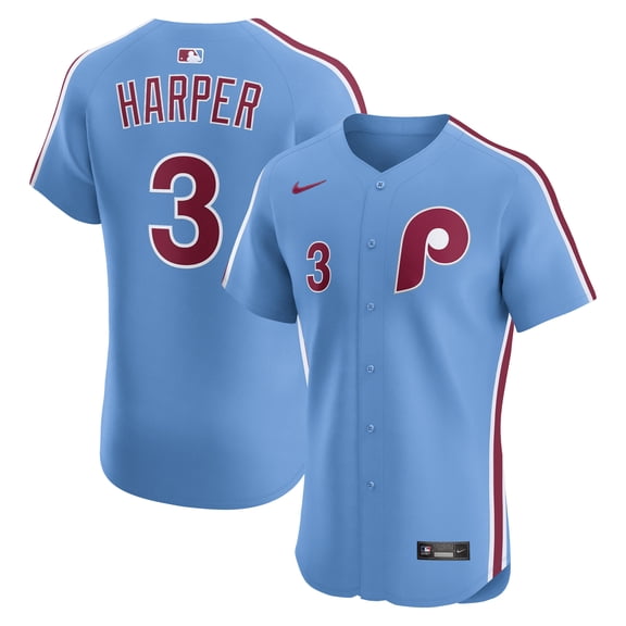 Men's Nike Bryce Harper Light Blue Philadelphia Phillies Alternate Elite Jersey