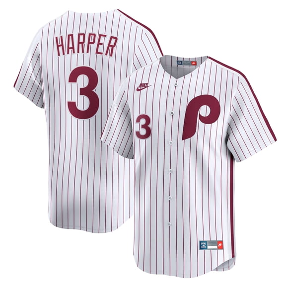 Men's Nike Bryce Harper White Philadelphia Phillies Cooperstown Collection Limited Jersey