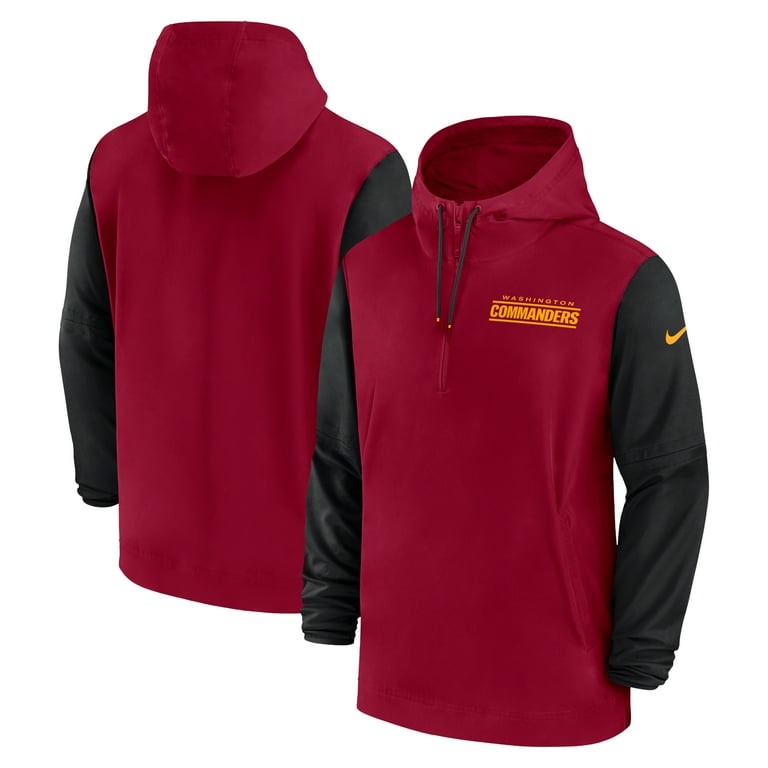 Men s Nike Burgundy Black Washington Commanders 2024 25 Sideline Pre Game Player 1 2 Zip Hoodie Jacket Walmart
