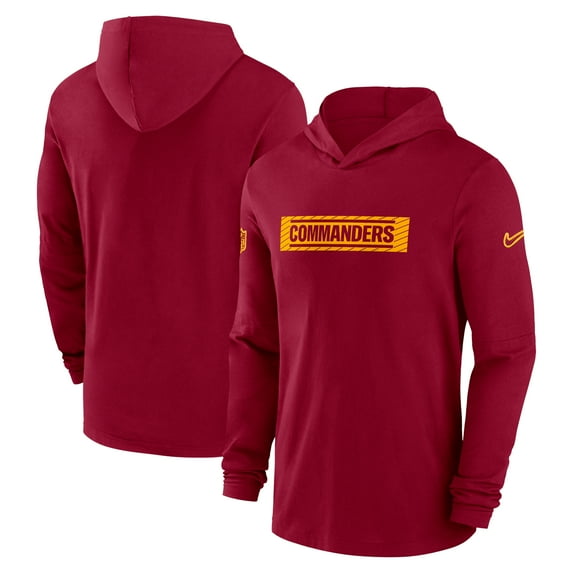 Men's Nike Burgundy Washington Commanders 2024/25 Sideline Performance Long Sleeve Hoodie T-Shirt