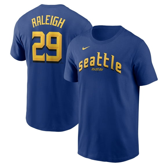 Men's Nike Cal Raleigh-Royal Seattle Mariners City Connect Fuse Name & Number T-Shirt