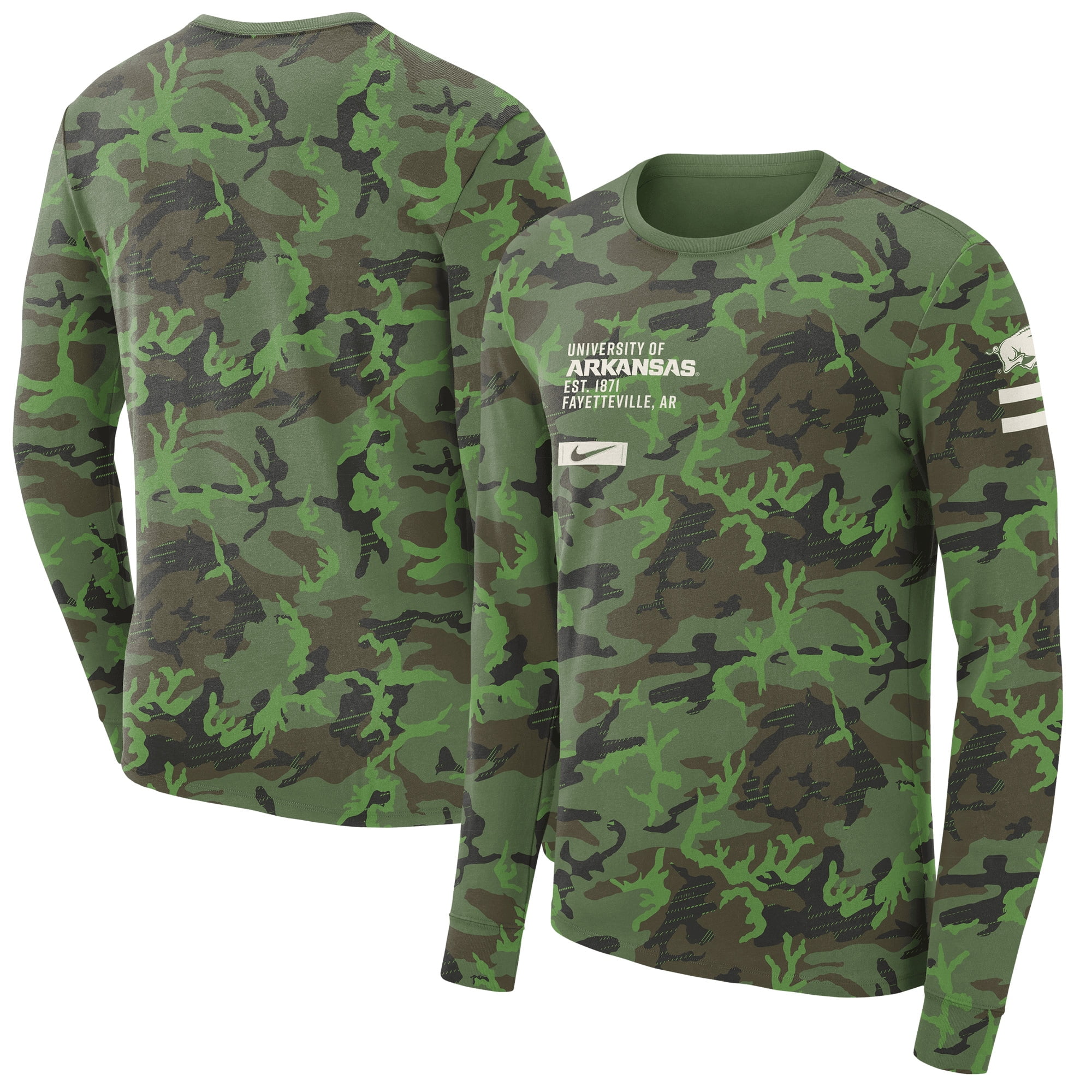Men's Nike Camo Arkansas Razorbacks Military Long Sleeve T-Shirt ...