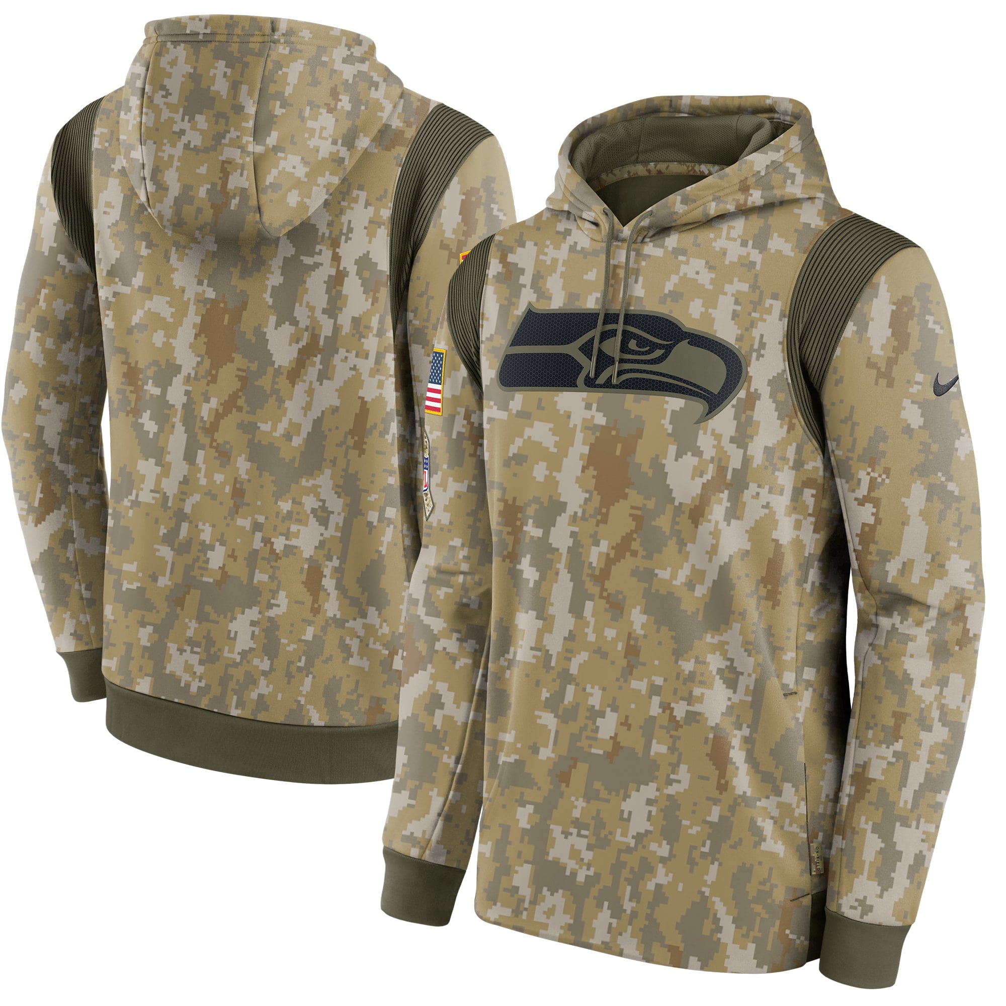 Men's Nike Camo Seattle Seahawks 2021 Salute To Service Therma Performance  Pullover Hoodie 