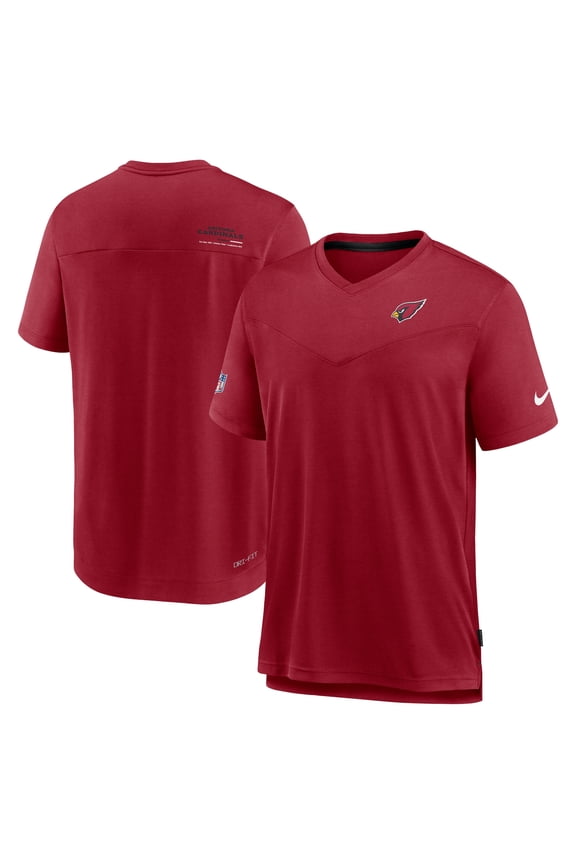 Men's Nike Cardinal Arizona Cardinals Sideline Coach Chevron Lock Up Logo V-Neck Performance T-Shirt