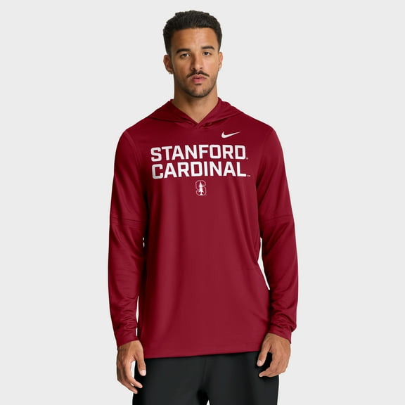 Men's Nike Cardinal Stanford Cardinal 2025 Sideline Dri-FIT Long Sleeve Hoodie T-Shirt