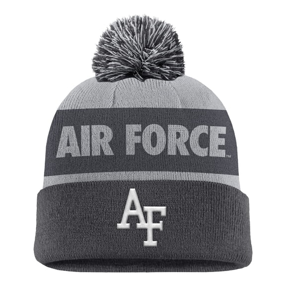 Men's Nike Charcoal Air Force Falcons Rivalry Shield Cuffed Knit Hat with Pom