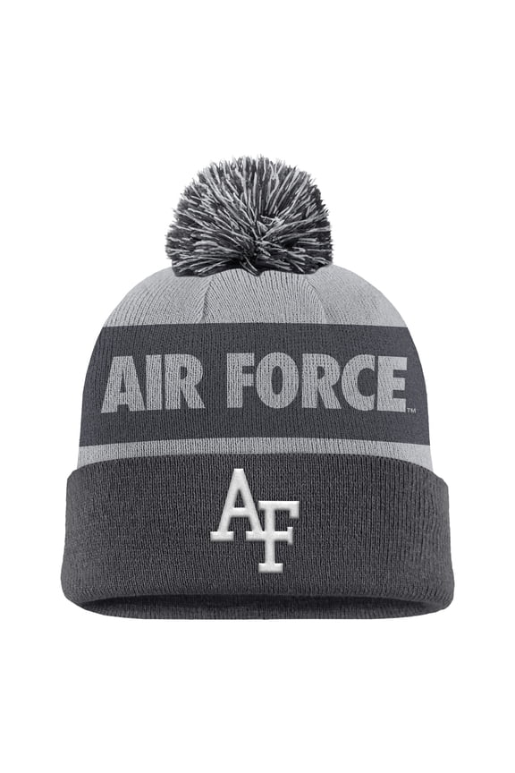 Men's Nike Charcoal Air Force Falcons Rivalry Shield Cuffed Knit Hat with Pom