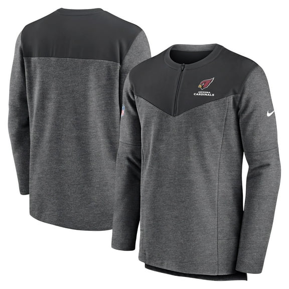 Men's Nike Charcoal Arizona Cardinals Sideline Lockup Performance Quarter-Zip Top