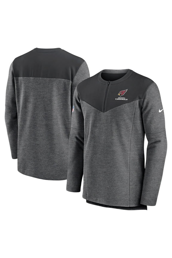 Men's Nike Charcoal Arizona Cardinals Sideline Lockup Performance Quarter-Zip Top