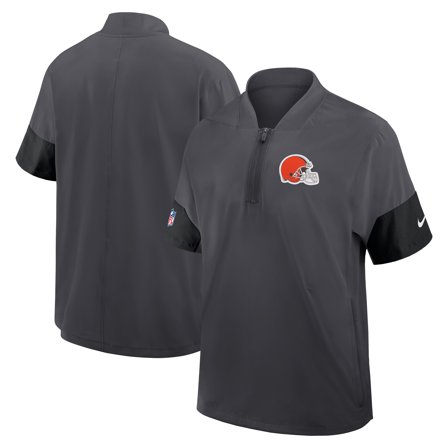 Men's Nike Anthracite Cleveland Browns Sideline Short Sleeve Quarter-Zip Dri-FIT Coach Jacket