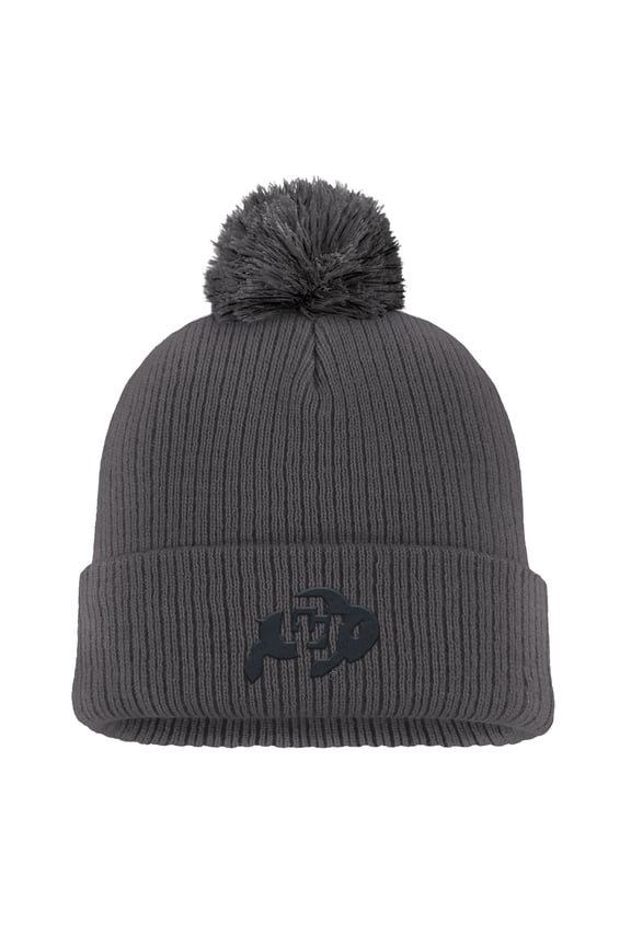 Men's Nike Charcoal Colorado Buffaloes Tonal Peak Cuffed Knit Hat with Pom