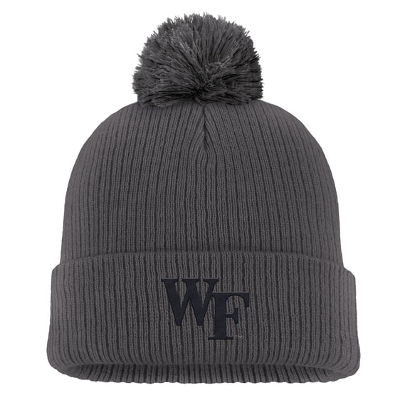 Men's Nike Charcoal Wake Forest Demon Deacons Tonal Peak Cuffed Knit Hat with Pom