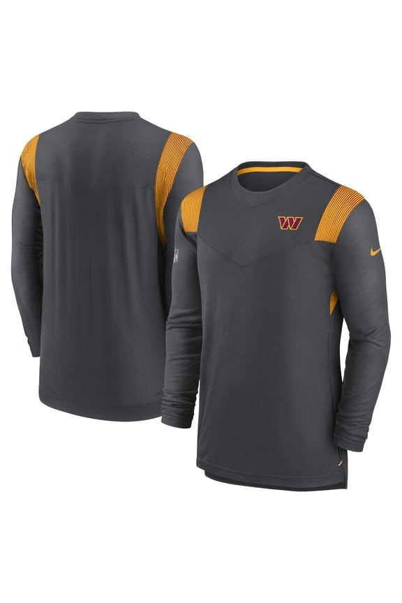 Men's Nike Charcoal Washington Commanders Sideline Tonal Logo Performance Player Long Sleeve T-Shirt