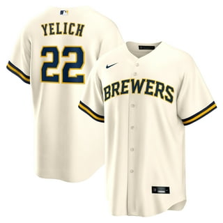 Youth Christian Yelich Navy Milwaukee Brewers Player Logo Jersey