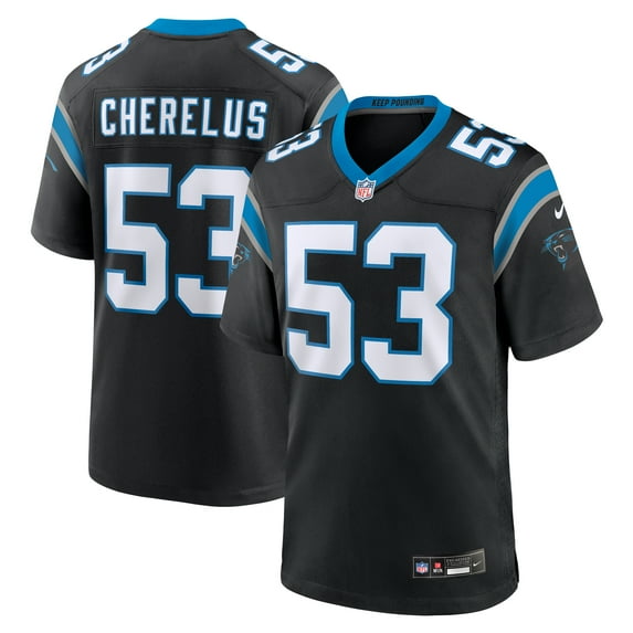 Men's Nike Claudin Cherelus Black Carolina Panthers Team Game Jersey