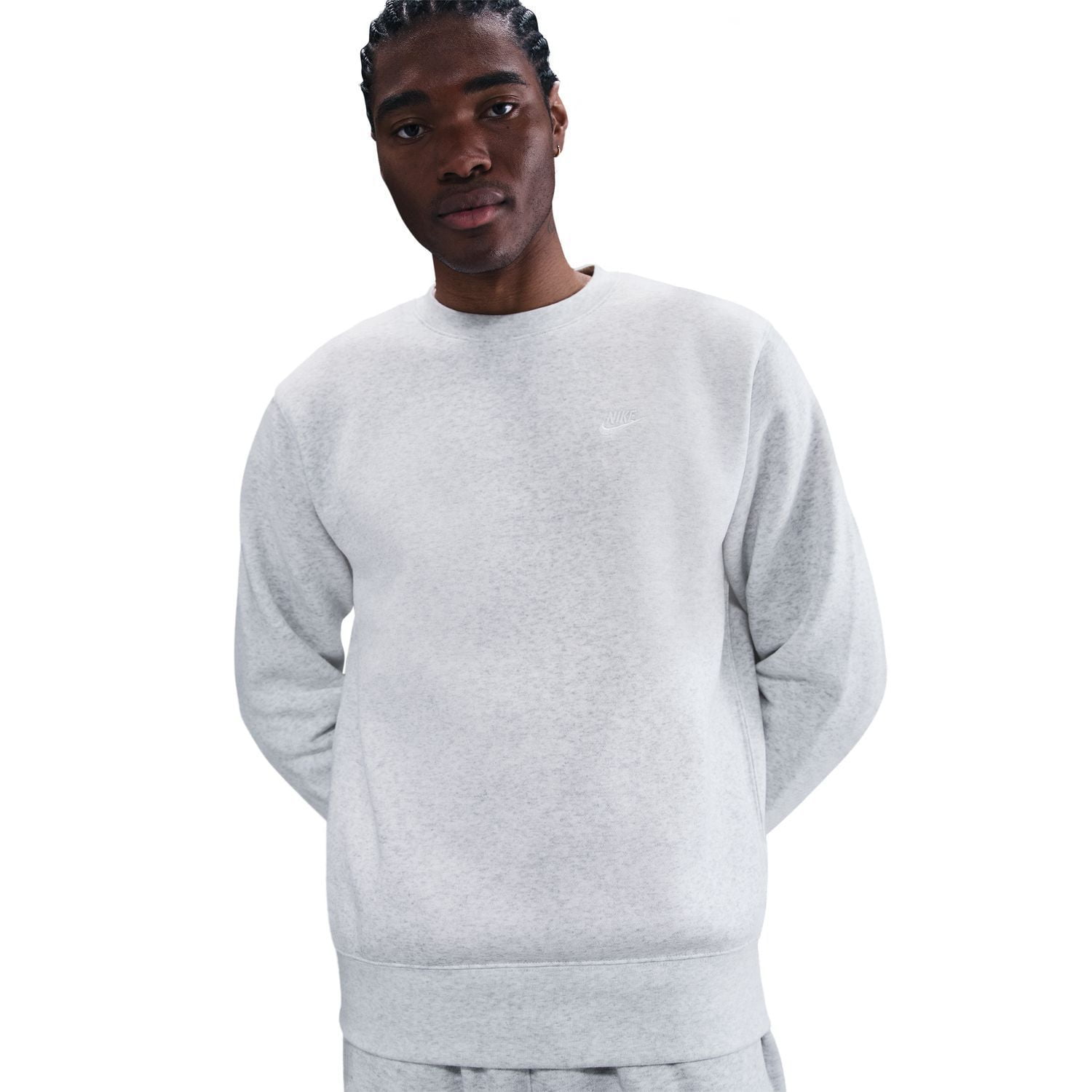Men's Nike Club Brushed Fleece Crewneck Sweatshirt Color: Birch