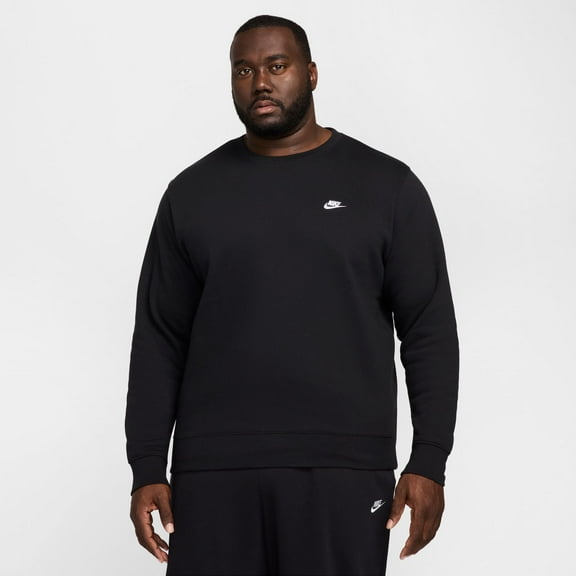 Men's Nike Club Brushed Fleece Crewneck Sweatshirt Color: Black Size: M