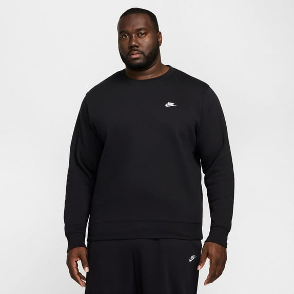 Men's Nike Club Brushed Fleece Crewneck Sweatshirt Color: Black Size: XL