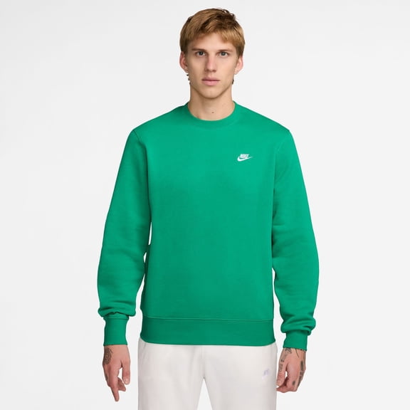 Men's Nike Club Brushed Fleece Crewneck Sweatshirt Color: Stadium Green Size: M