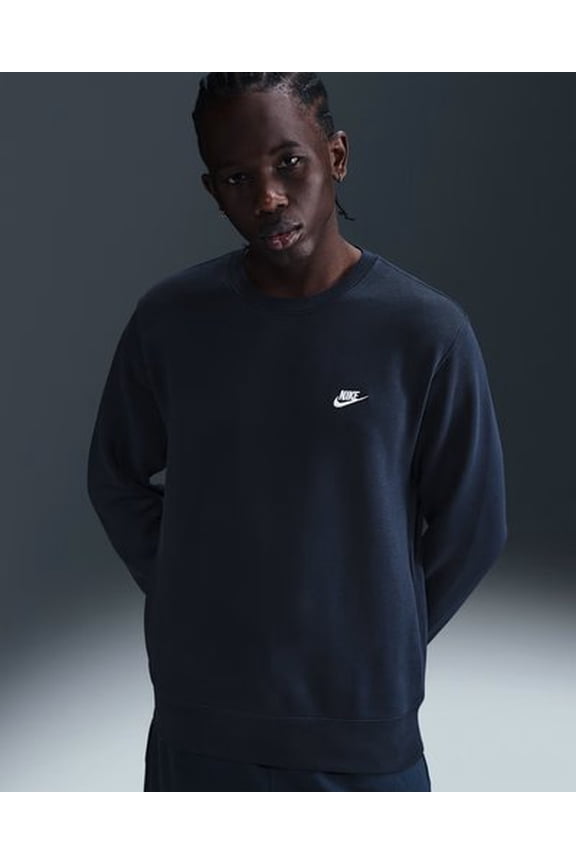 Men's Nike Club Fleece Crew - 'Obsidian/White' - XS