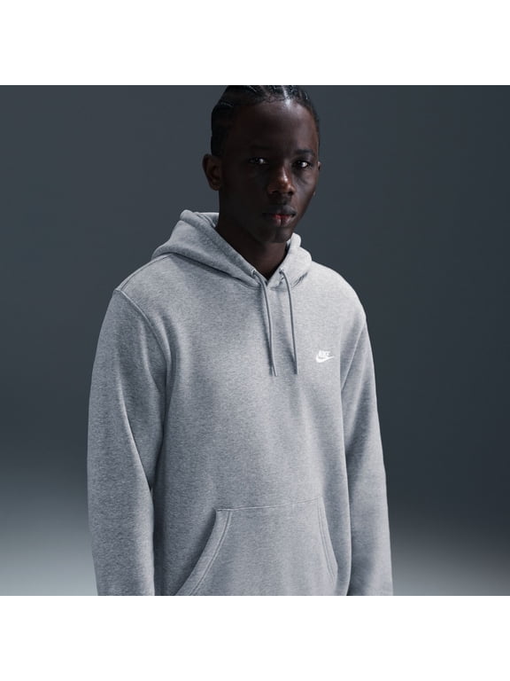 Men's Nike Club Pull-Over Fleece Hoodie Color: Dark Grey Heather Size: S
