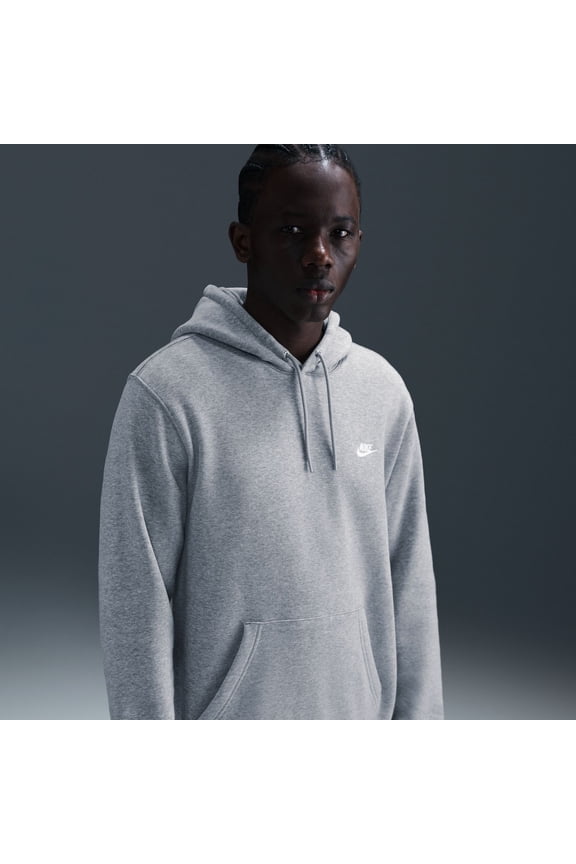 Men's Nike Club Pull-Over Fleece Hoodie Color: Dark Grey Heather Size: XL