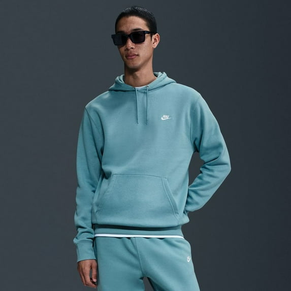Men's Nike Club Pull-Over Fleece Hoodie Color: Denim Turq Size: S