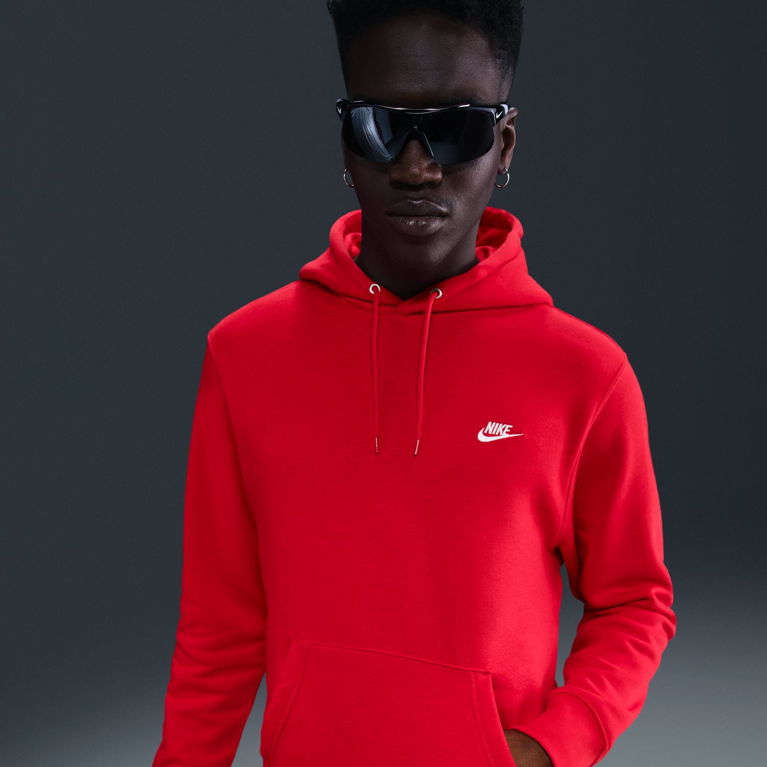 Men's Nike Club Pull-Over Fleece Hoodie Color: University Red Size: XS ...