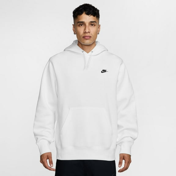 Men's Nike Club Pull-Over Fleece Hoodie Color: White Size: S