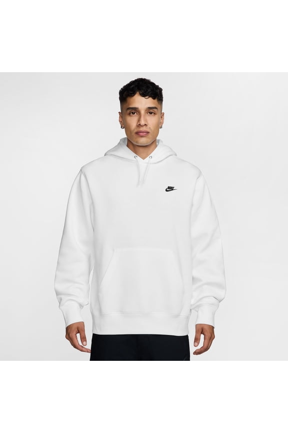 Men's Nike Club Pull-Over Fleece Hoodie Color: White Size: S