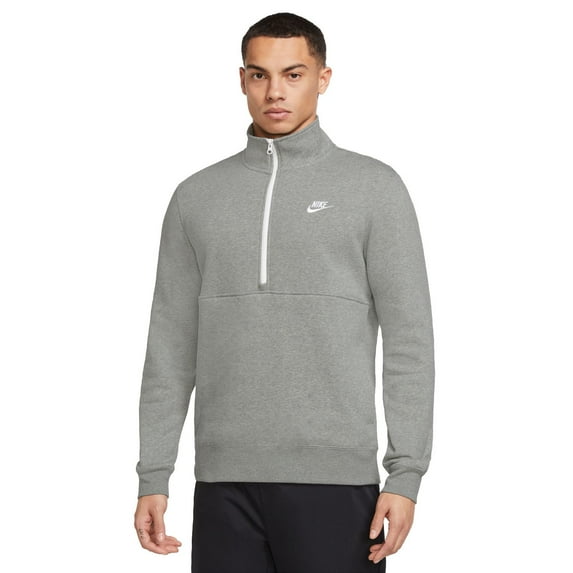 Men's Nike Club Quarter Zip Pullover Color: Dark Grey Heather Size: S