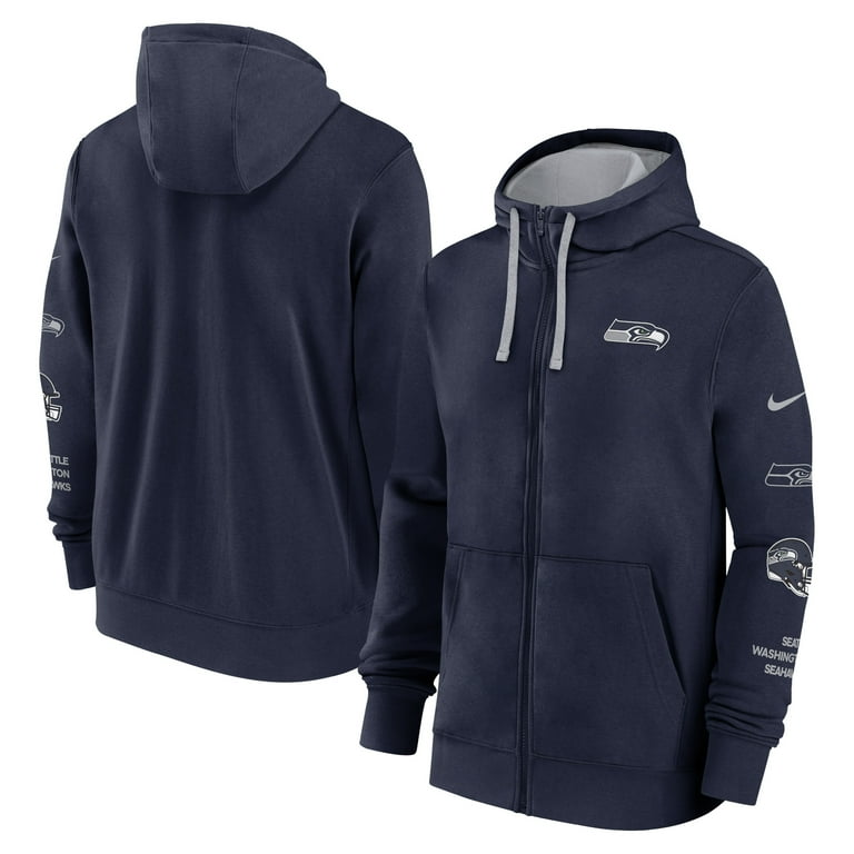 Men's Nike College Navy Seattle Seahawks Club Full-Zip Hoodie