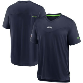 Women's Nike Neon Green/College Navy Seattle Seahawks Impact Exceed Performance Notch Neck T-Shirt Size: Small