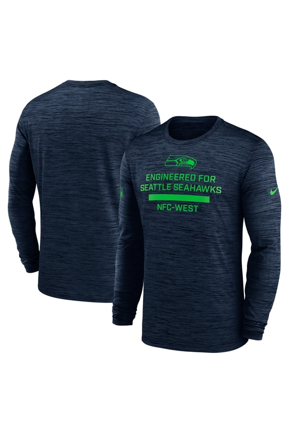 Men's Nike College Navy Seattle Seahawks Sideline Velocity Performance Long Sleeve T-Shirt