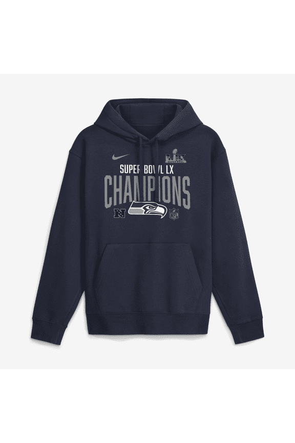 Men's Nike College Navy Seattle Seahawks Super Bowl LX Champions Going Yard Fleece Hoodie