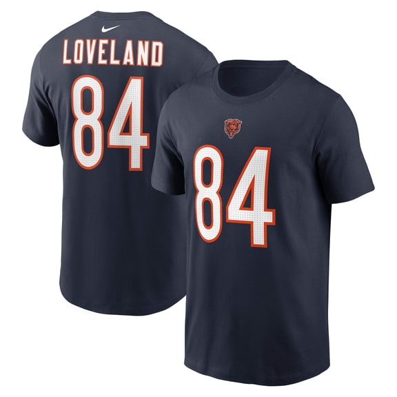 Men's Nike Colston Loveland Navy Chicago Bears  Name & Number T-Shirt