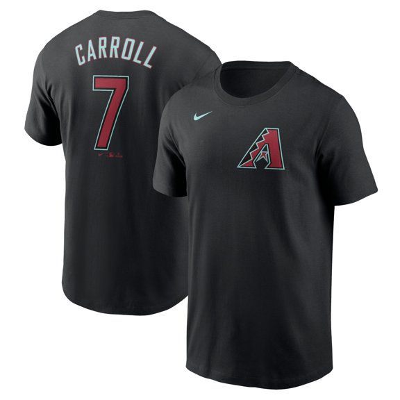 Men's Nike Corbin Carroll Black Arizona Diamondbacks Fuse Name & Number T-Shirt