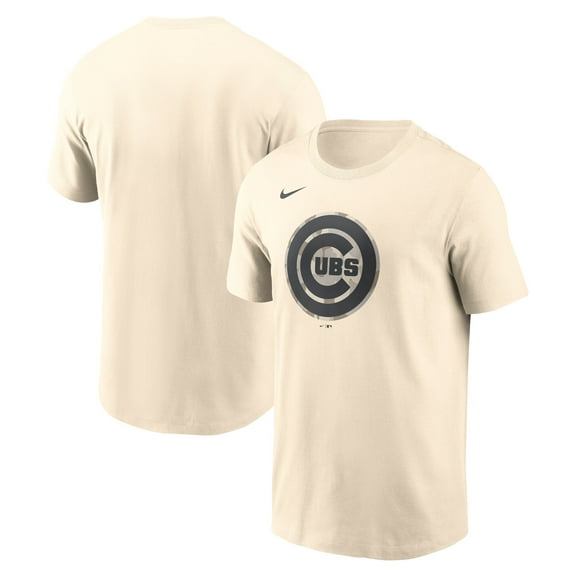 Men's Nike Cream Chicago Cubs Camo Logo T-Shirt