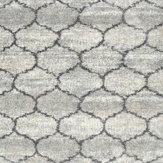 Ahgly Company Machine Washable Indoor Square Contemporary Dark White Beige Area Rugs, 9' Square