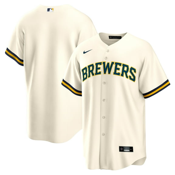 Men's Nike Cream Milwaukee Brewers Home Replica Team Jersey