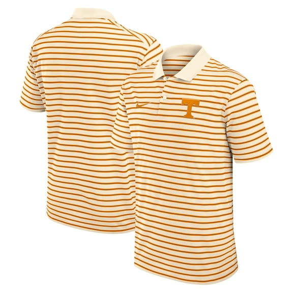 Men's Nike Cream Tennessee Volunteers Primary Logo Striped Dri-FIT Polo