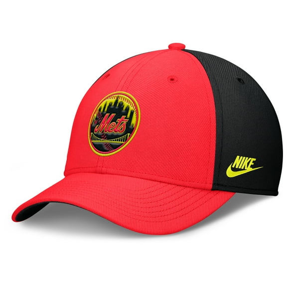Men's Nike Crimson/Black New York Mets Neon 90s Rise SwooshFlex Hat