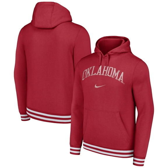 Men's Nike Crimson Oklahoma Sooners Distressed-Sketch Retro Fitted Pullover Hoodie