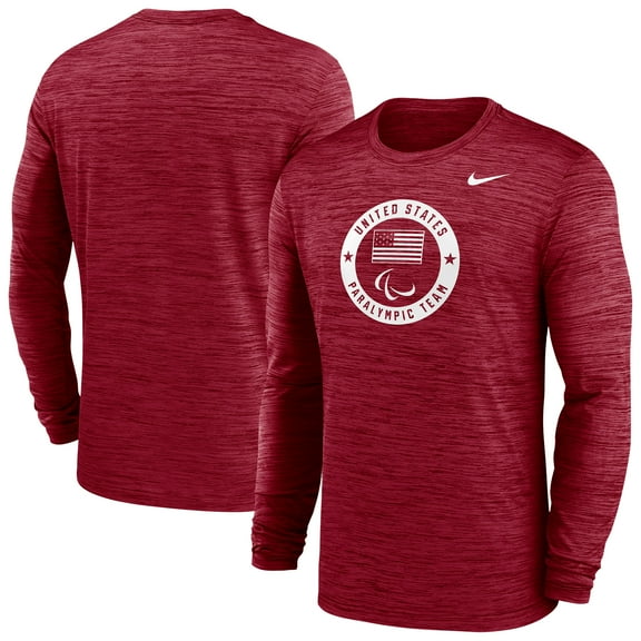 Men's Nike  Crimson U.S. Paralympics Team Issue Velocity Performance Long Sleeve T-Shirt