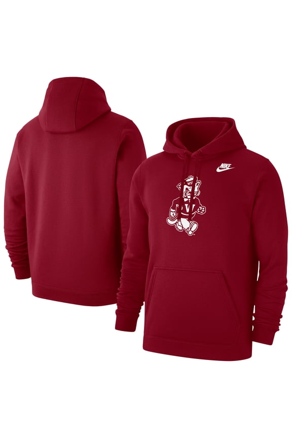 Men's Nike Crimson Washington State Cougars Throwback Logo Club Fleece Hoodie