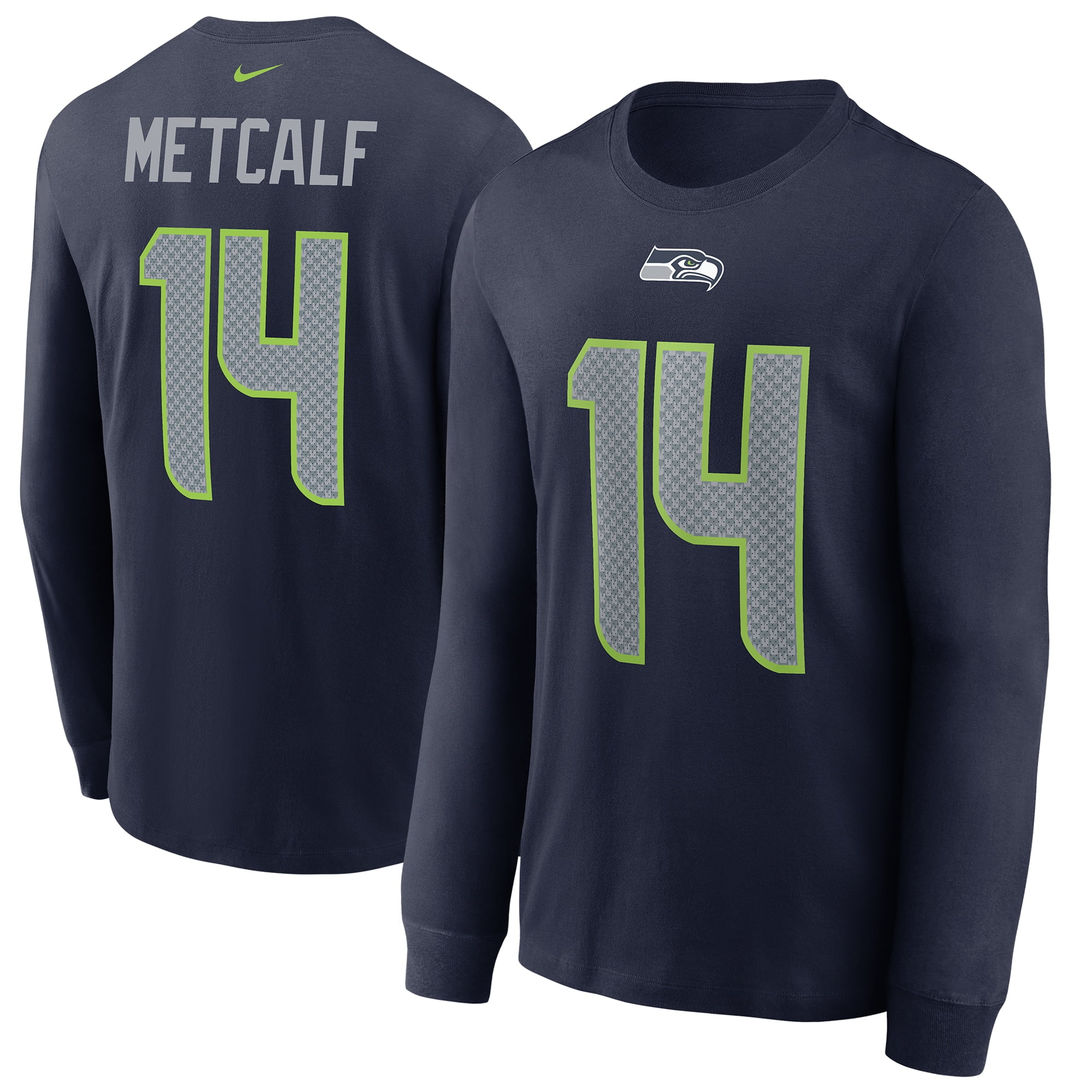 Men s Nike DK Metcalf Navy Seattle Seahawks Player Name Number Long Sleeve T Shirt Walmart