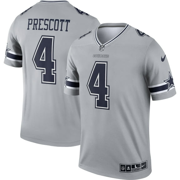 Men's Nike Dak Prescott Gray Dallas Cowboys Inverted Legend Player Performance Top