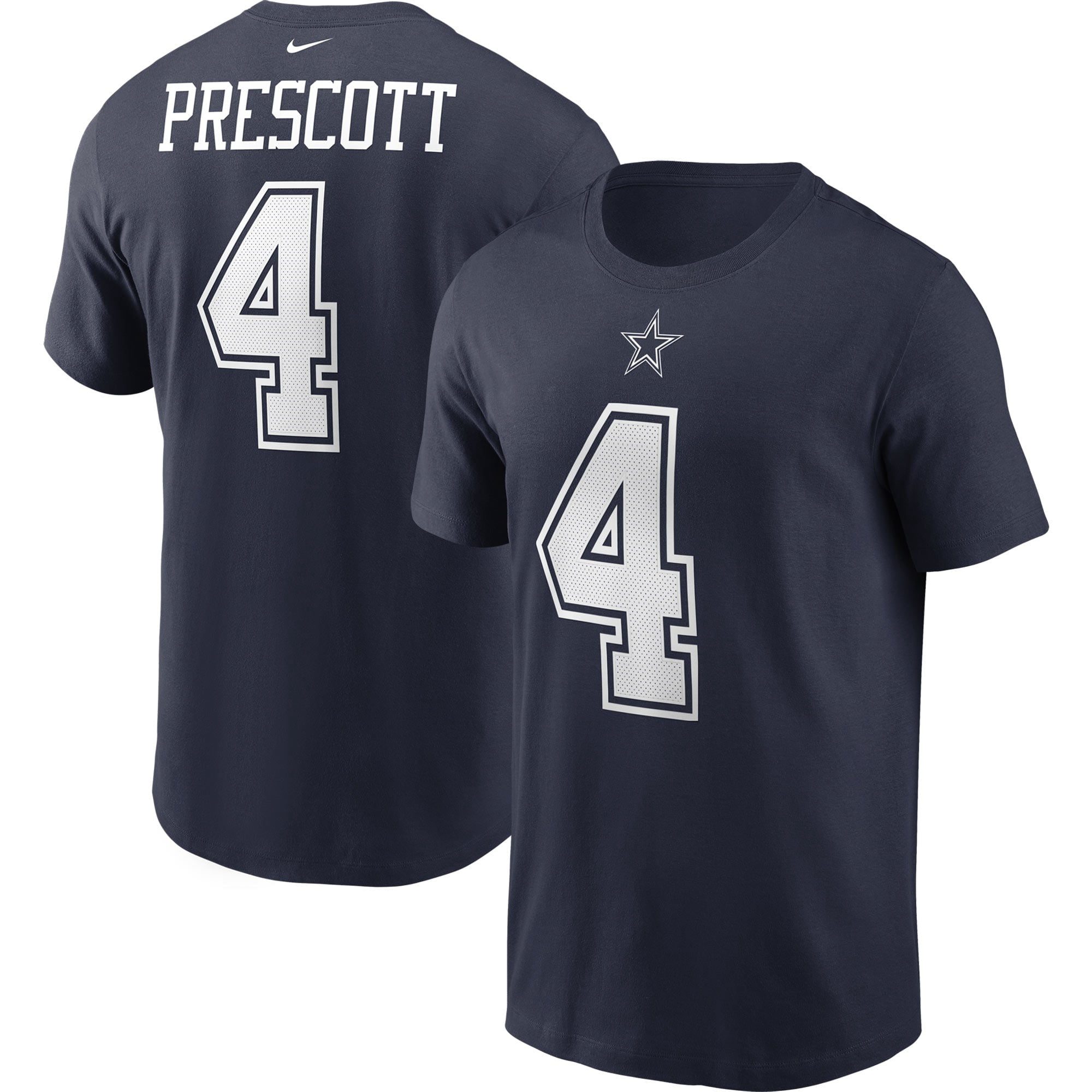 Men's Nike Dak Prescott Navy Dallas Cowboys Name & Number T-Shirt 